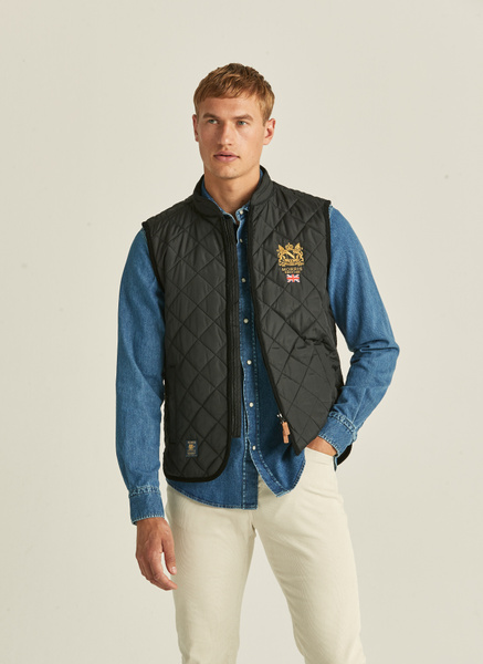 morris trenton quilted vest olive