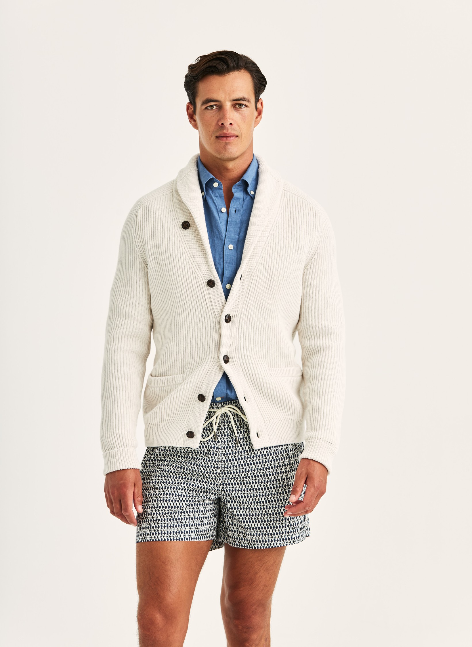 Brayden Shawl Cardigan | Normal passform |Vit