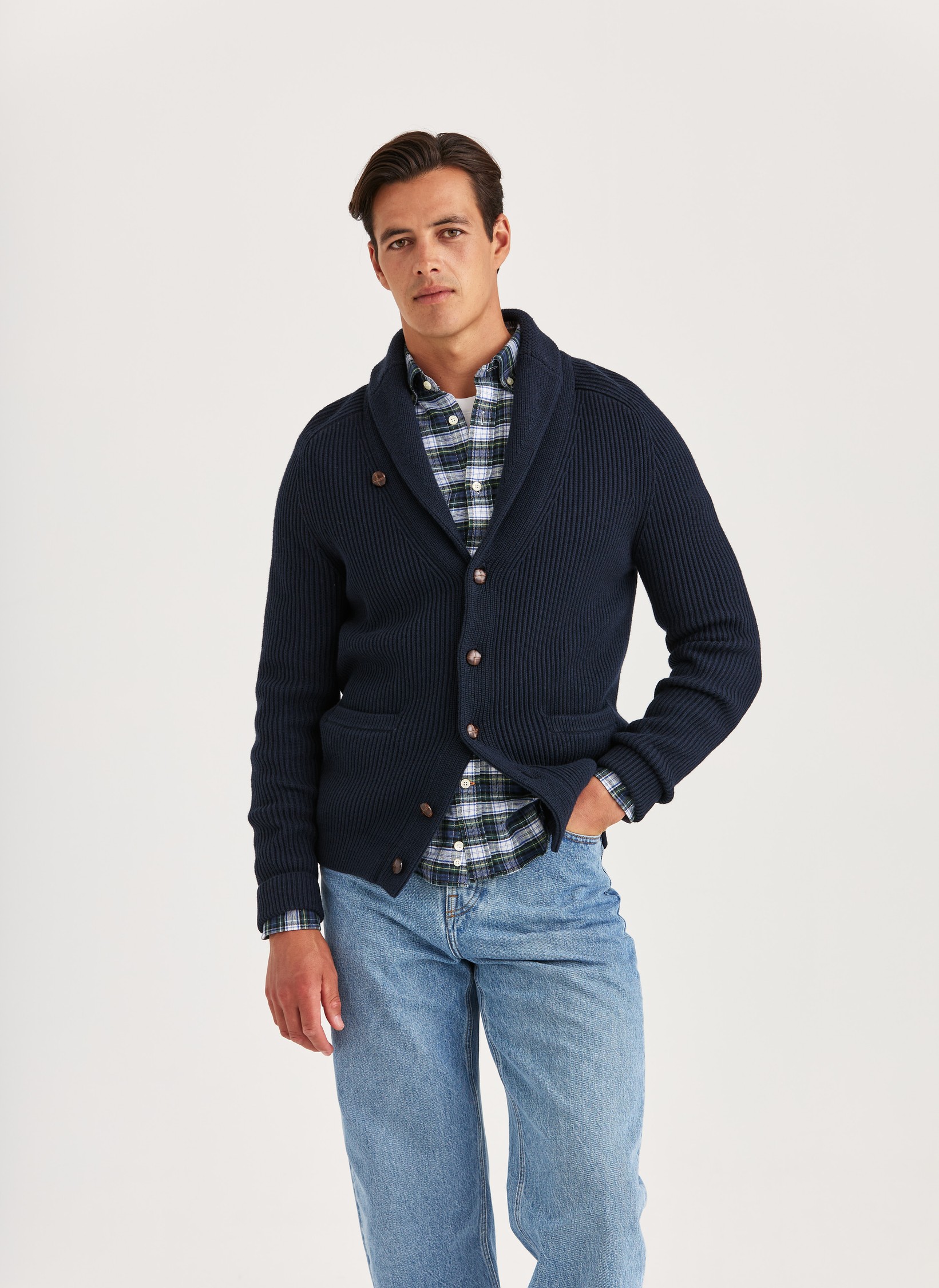 Brayden Shawl Cardigan | Regular fit |White