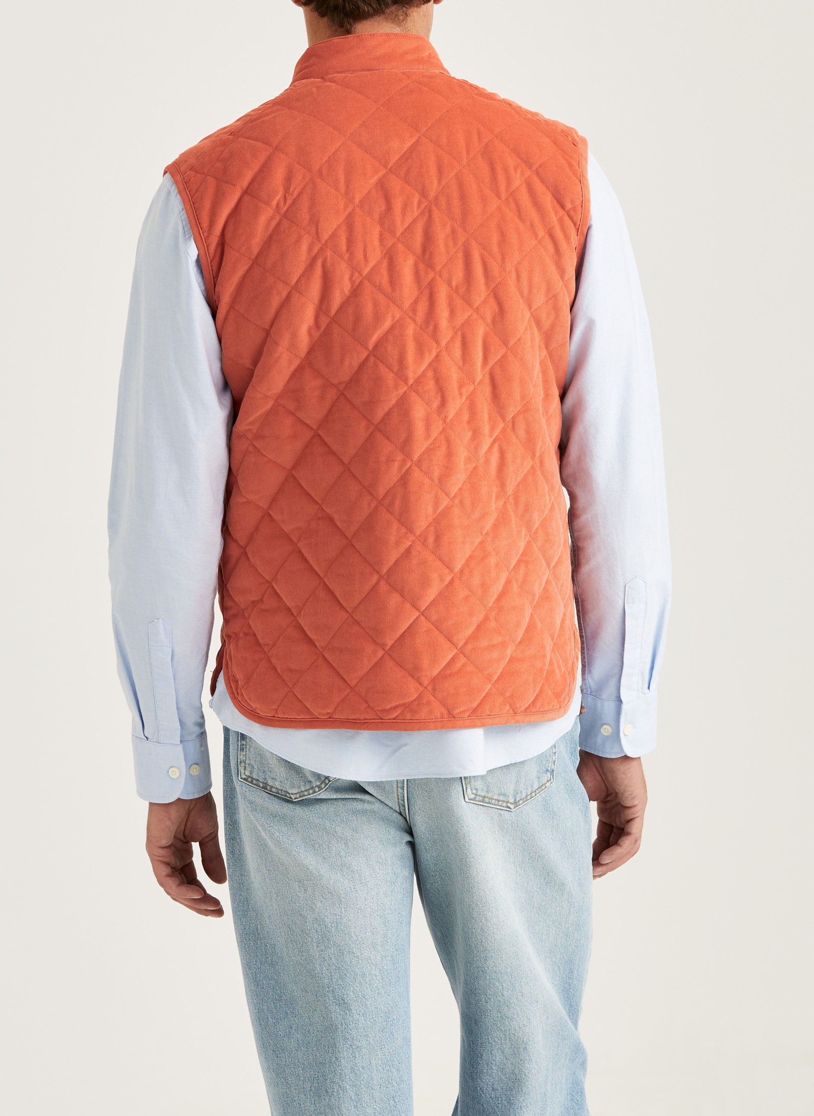 Morris Teddy Quilted Cord Vest - Orange