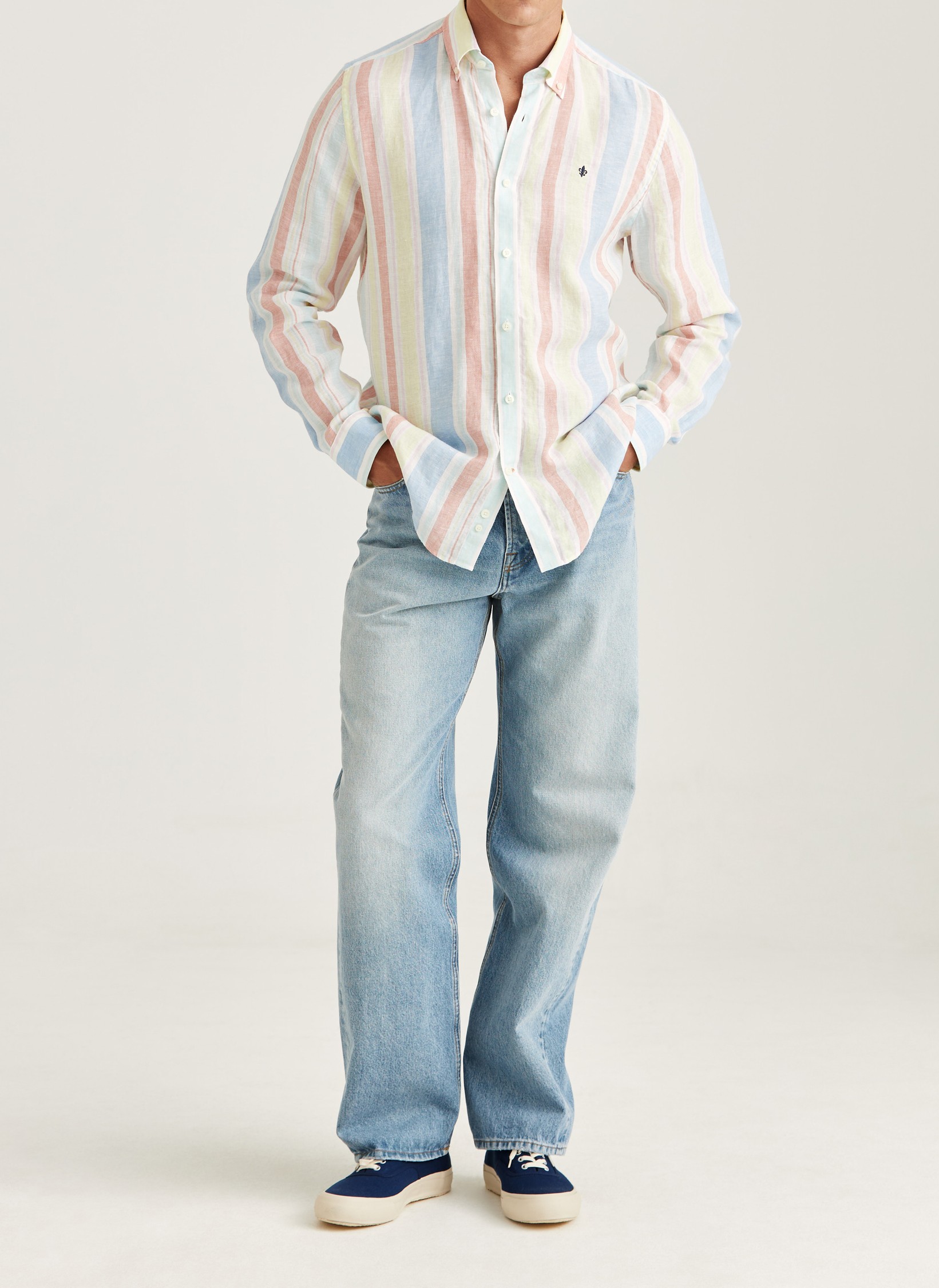 Morris Happy Linen Stripe Shirt - Yellow