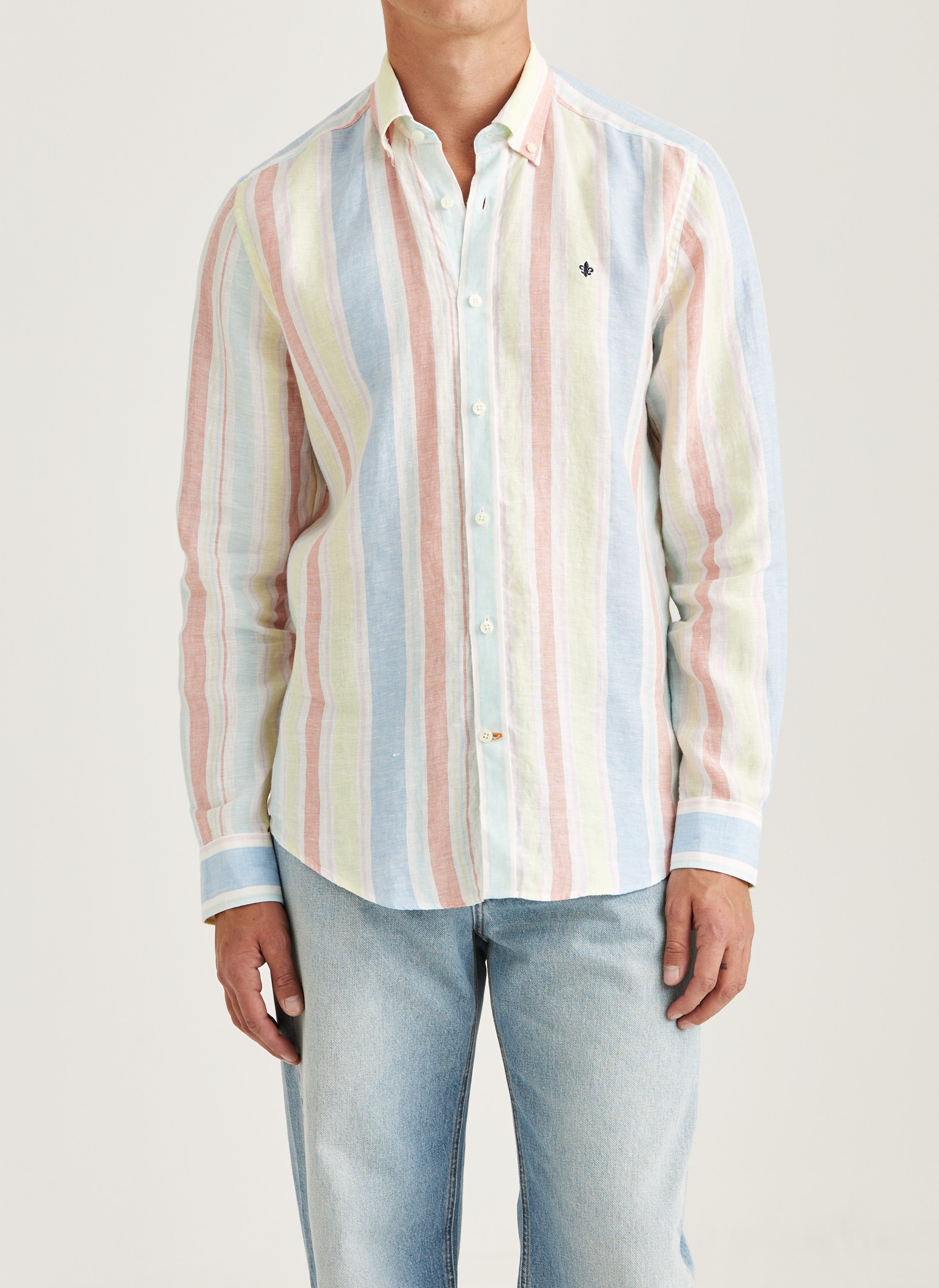 Morris Happy Linen Stripe Shirt - Yellow