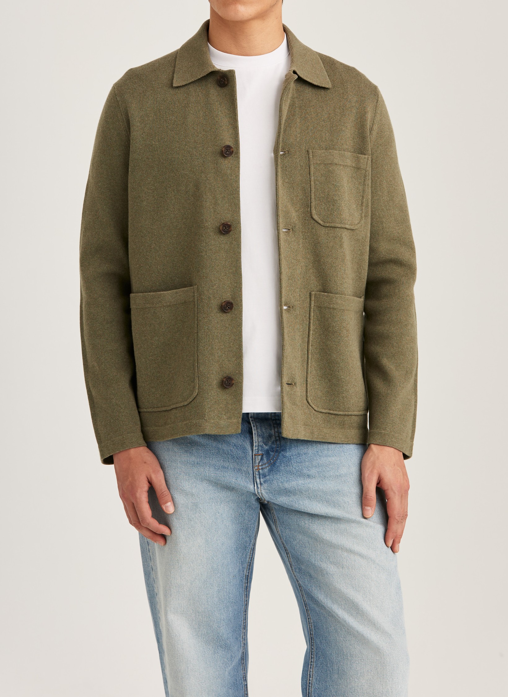 Morris Jake Knitted Shirt Jacket - Olive