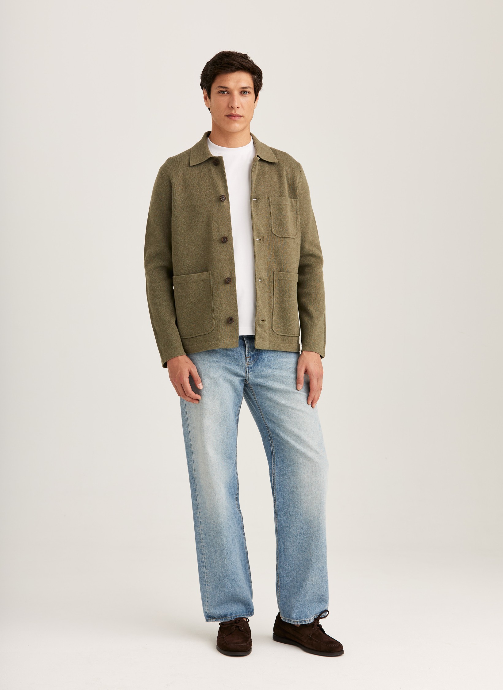 Morris Jake Knitted Shirt Jacket - Olive