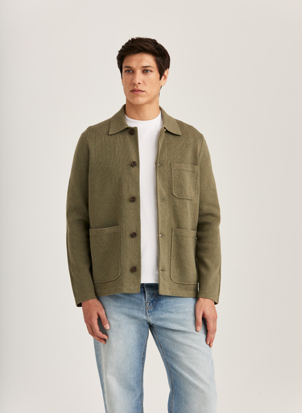 Morris Jake Knitted Shirt Jacket - Olive