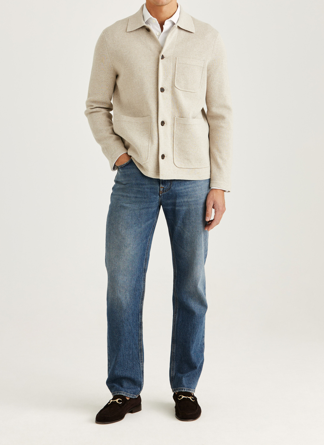 Morris Jake Knitted Shirt Jacket - Khaki