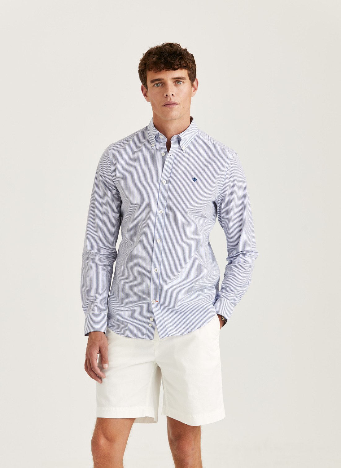 Morris Seersucker Shirt - Old Blue