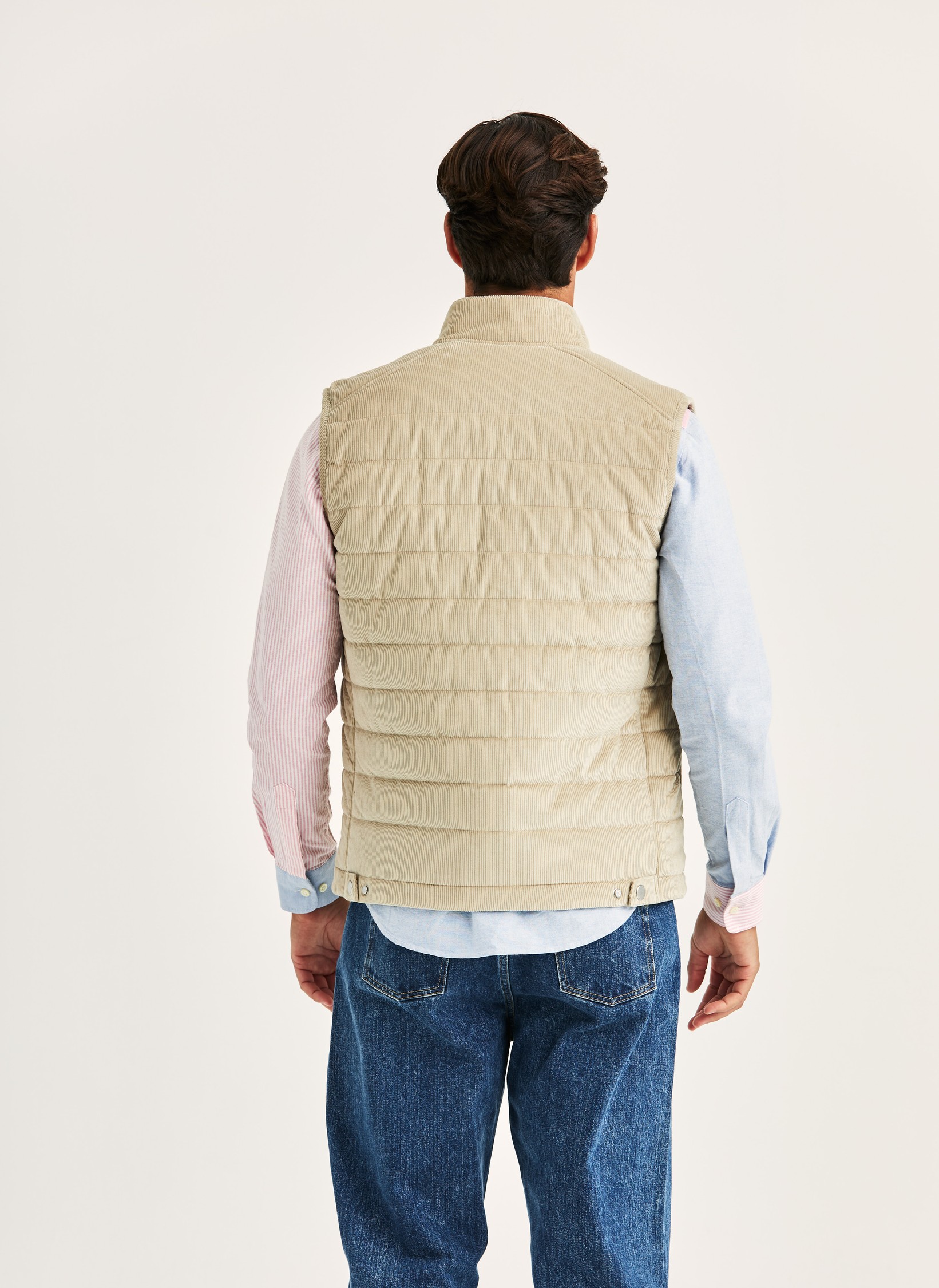 Ted Quilted Cord Vest | Mens Khaki Vest | Morris
