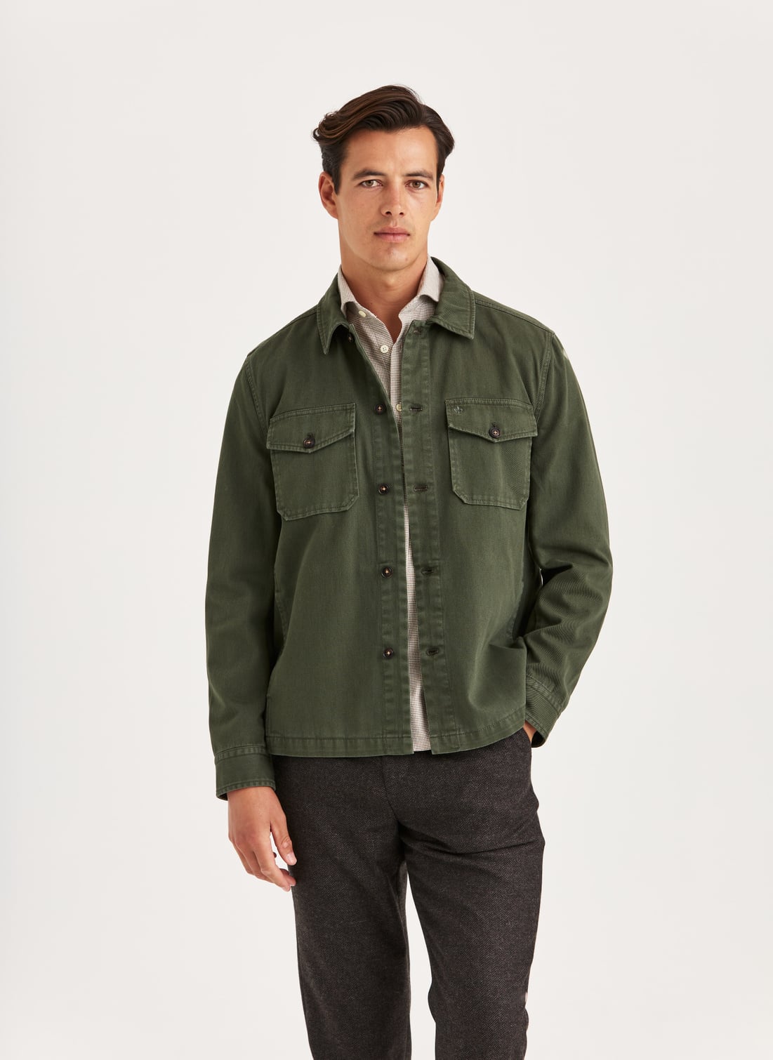 Alain Twill Shirt Jacket | Men's Olive Overshirt | Morris Stockholm