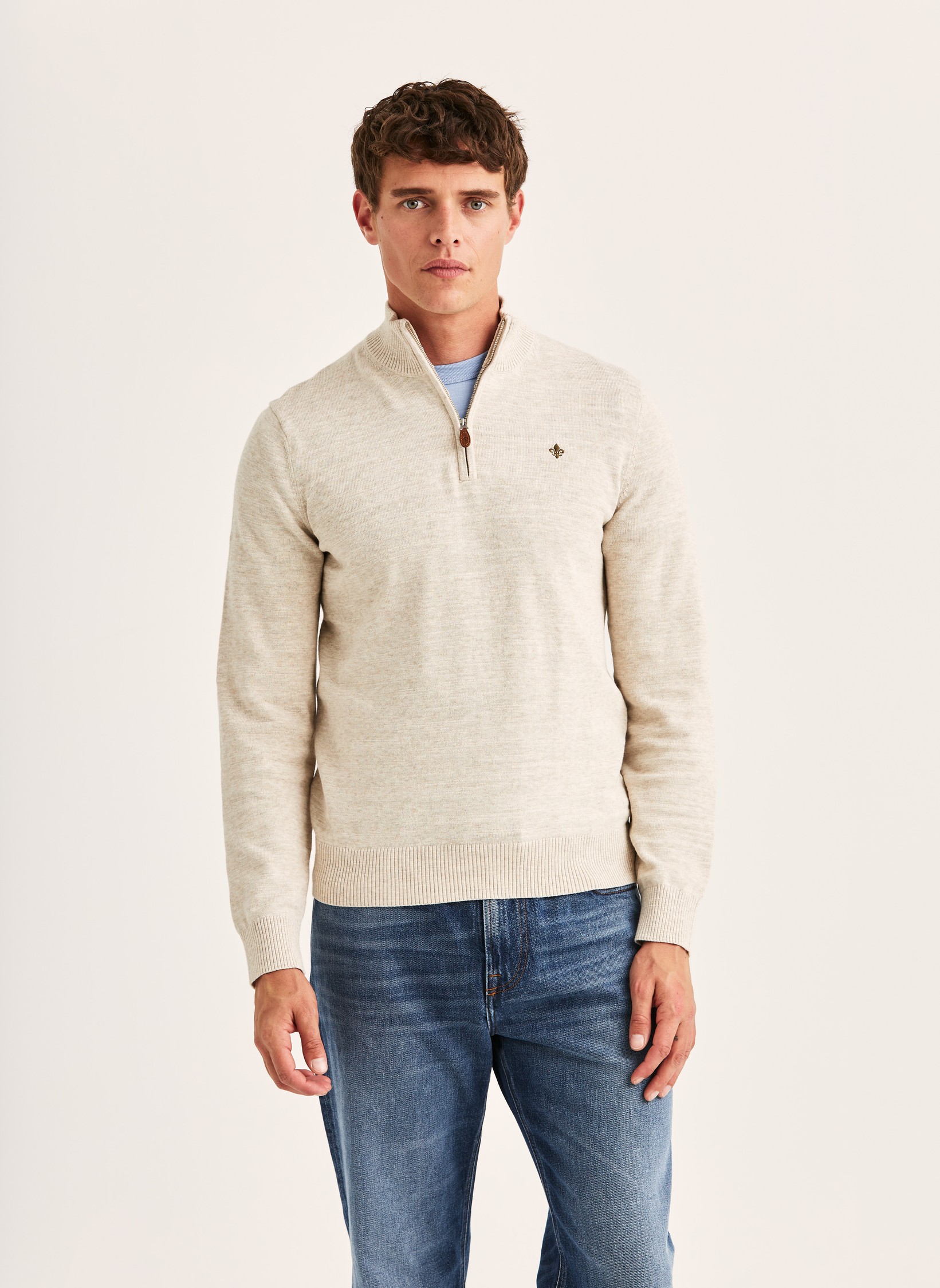 Randall Half Zip | Half zip sweater khaki | Morris