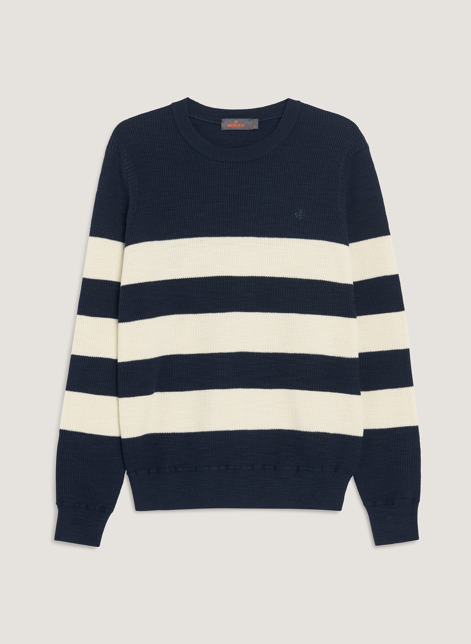 Benedict Striped Oneck | Striped knitted sweater dark blue