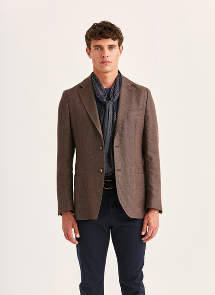 Linen Wool Hopsack Jacket | Mens Brown Jacket | Morris