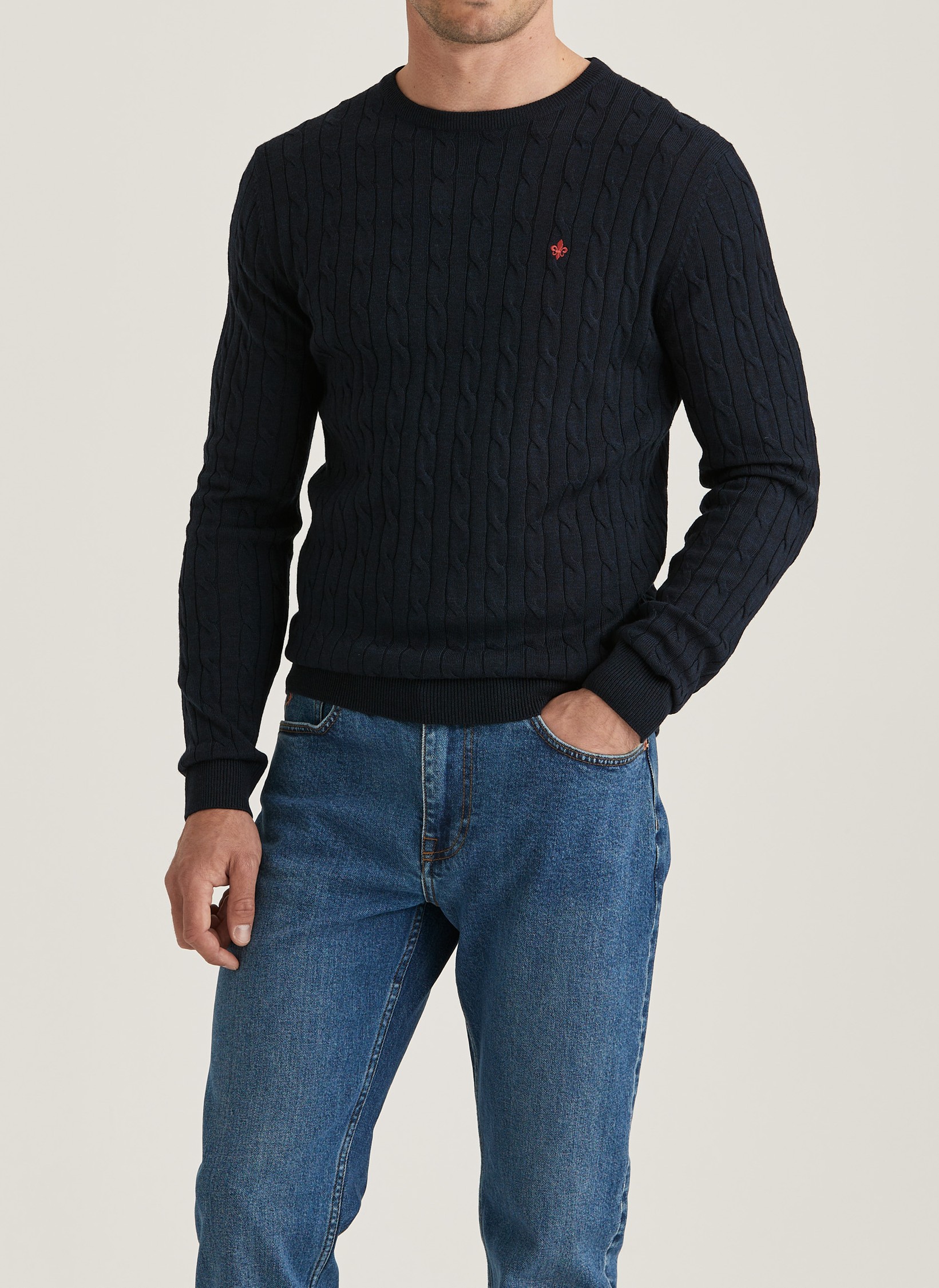 Merino Cable Oneck - Slim fit