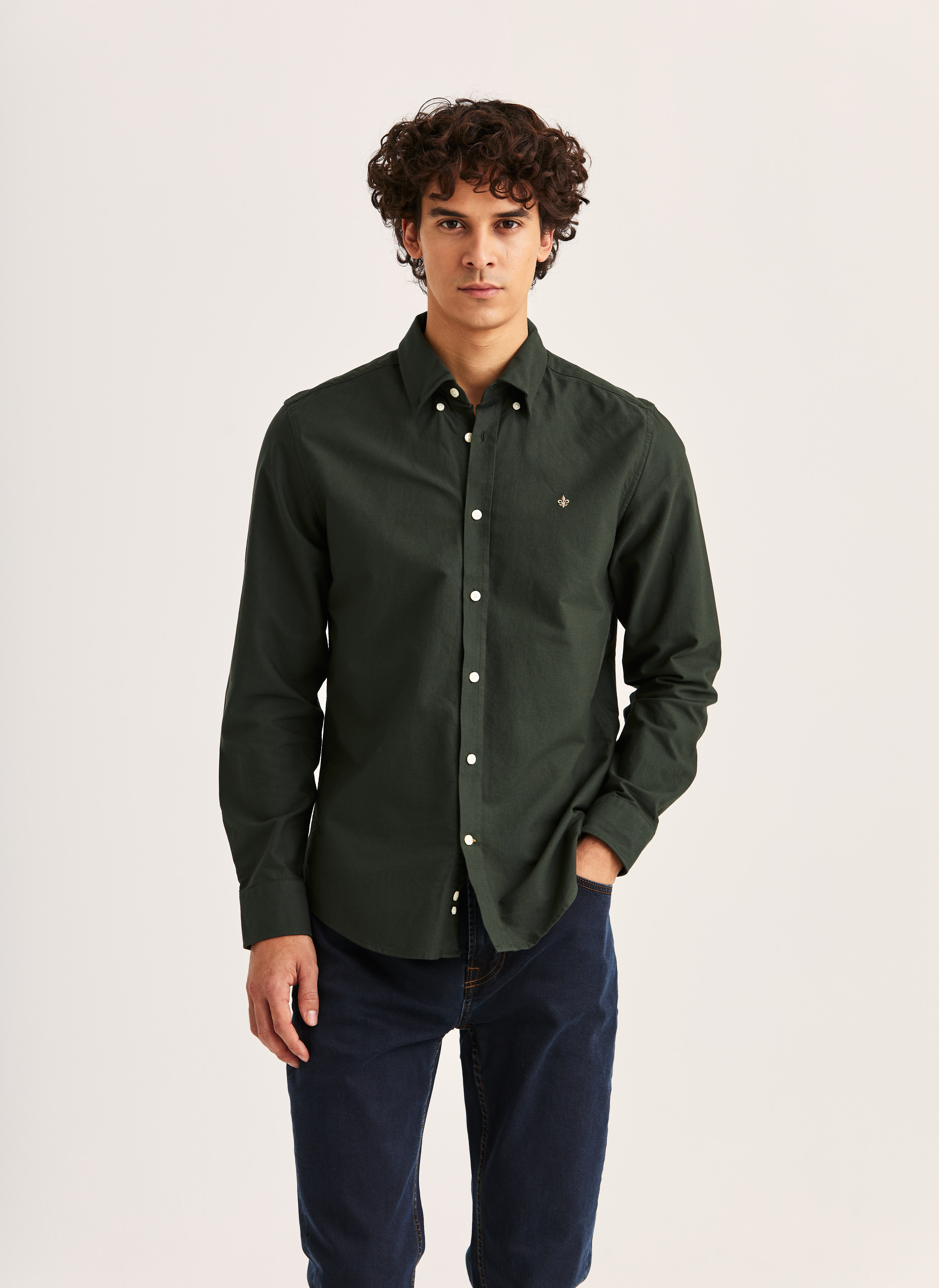 Morris Stockholm Douglas Shirt-Slim Fit Olive Cotton XS