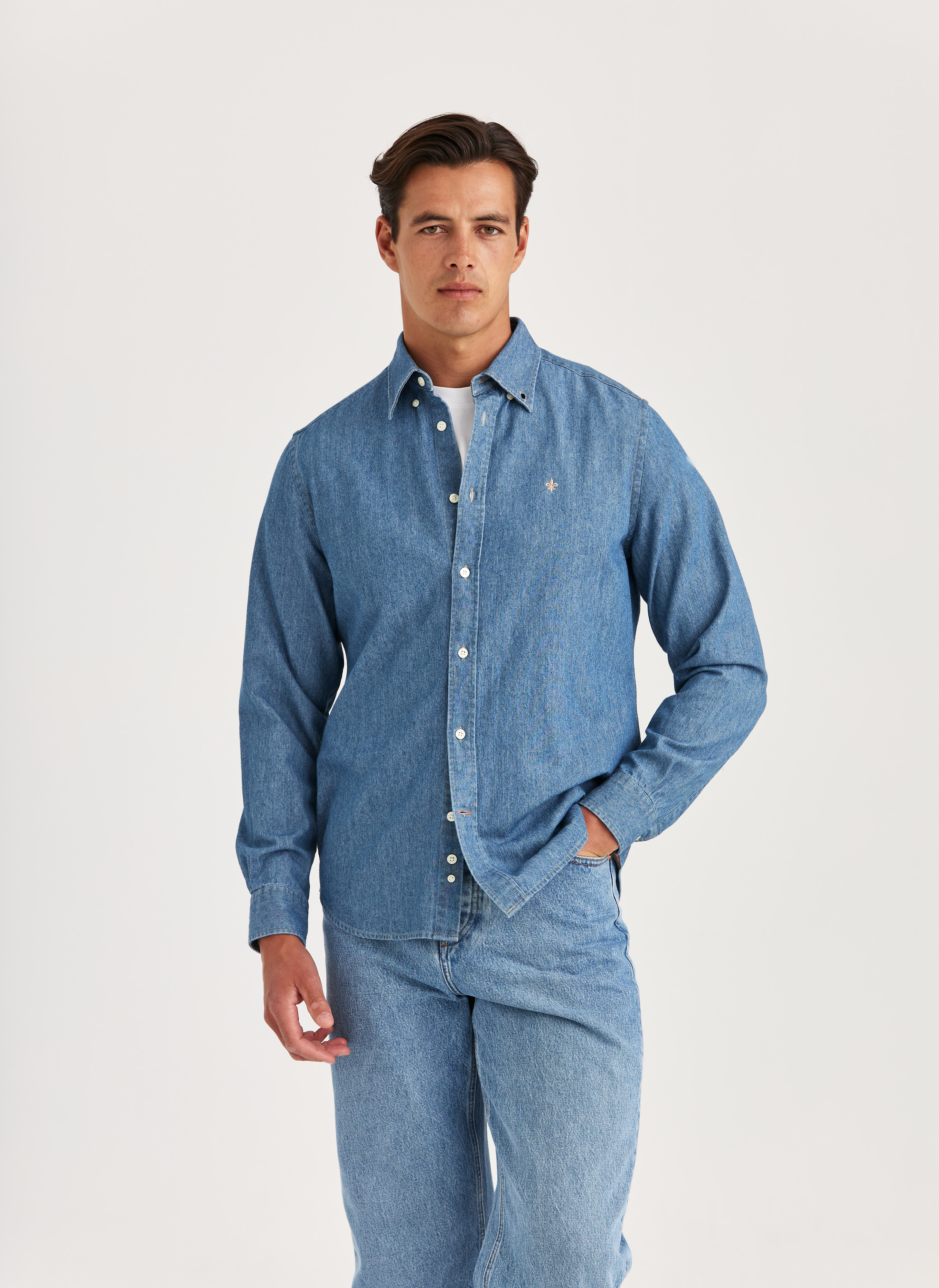 Morris Stockholm Denim Shirt - Classic Fit Blue Cotton XS