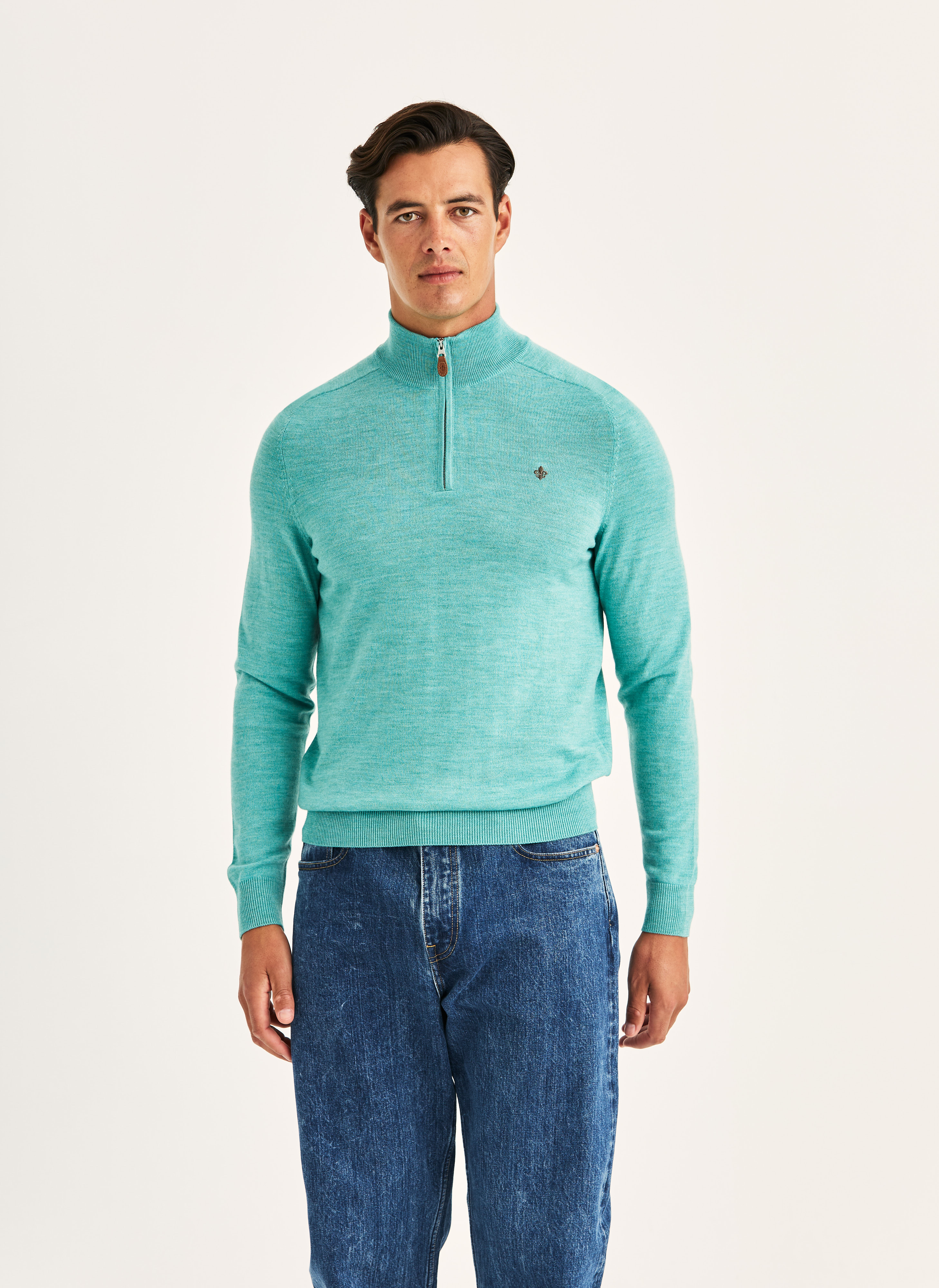 Morris Stockholm Merino John Zip Green Wool XS