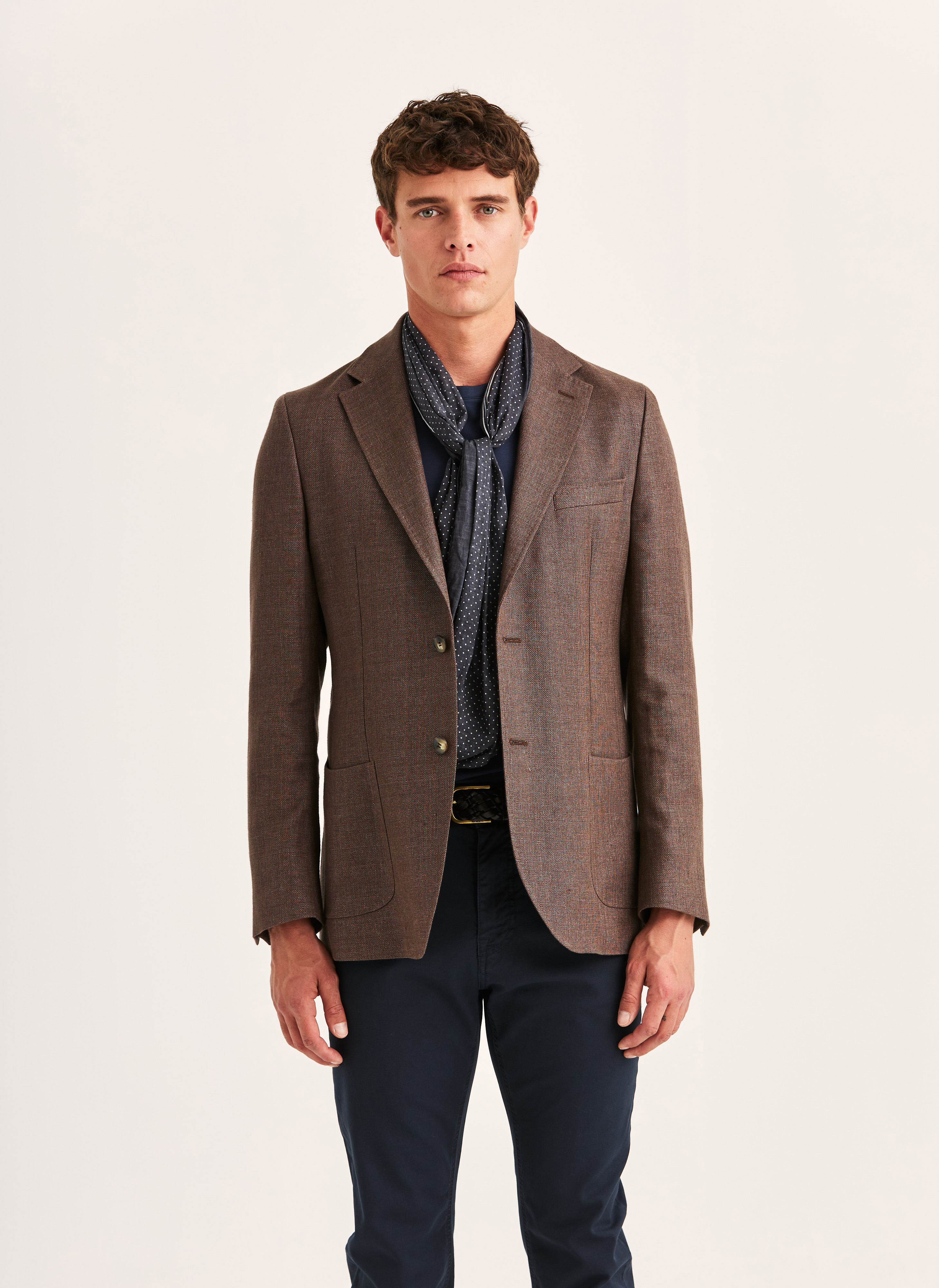 Morris Heritage Linen Wool Hopsack Jacket Dark brown Linen 46XNormal