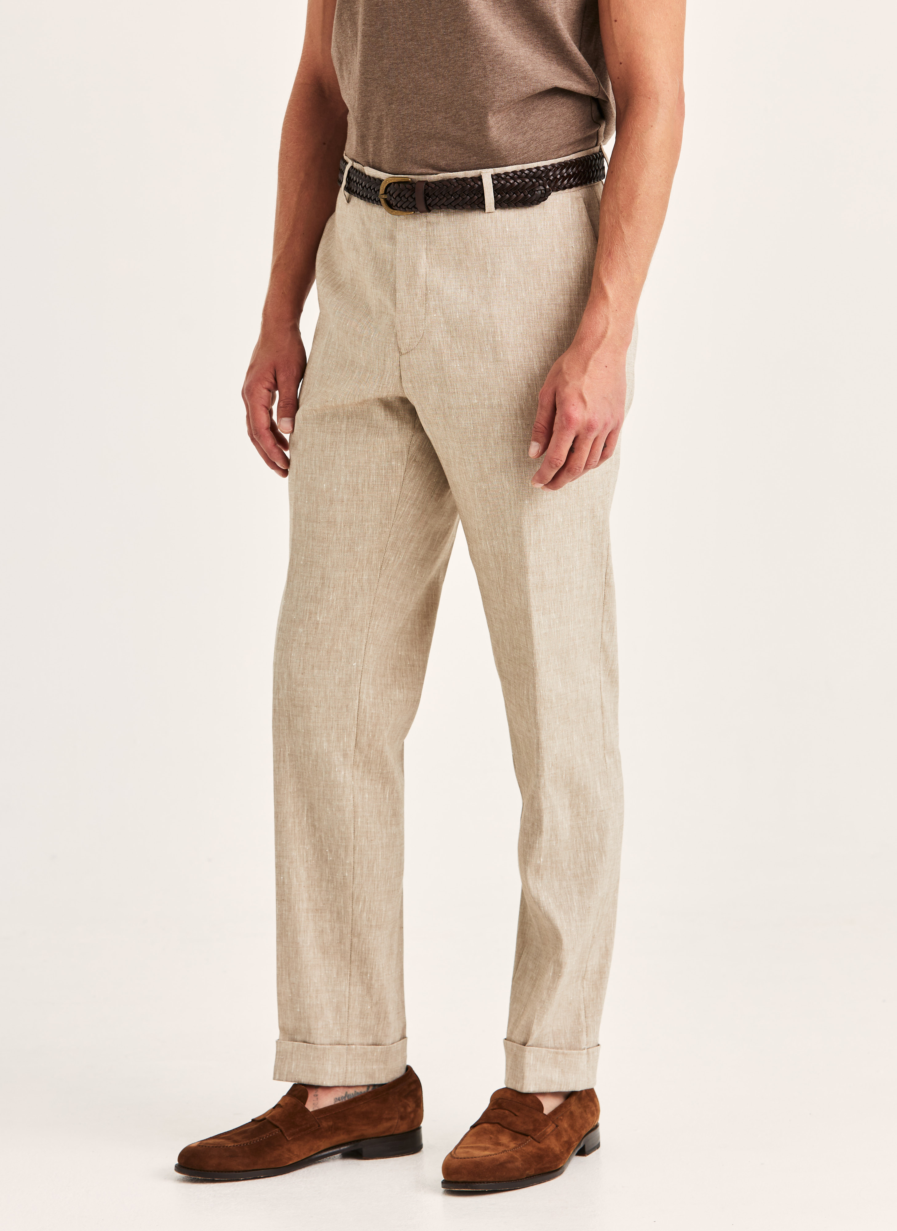 Morris Heritage Jack Linen Suit Trouser Khaki Linen 46XNormal
