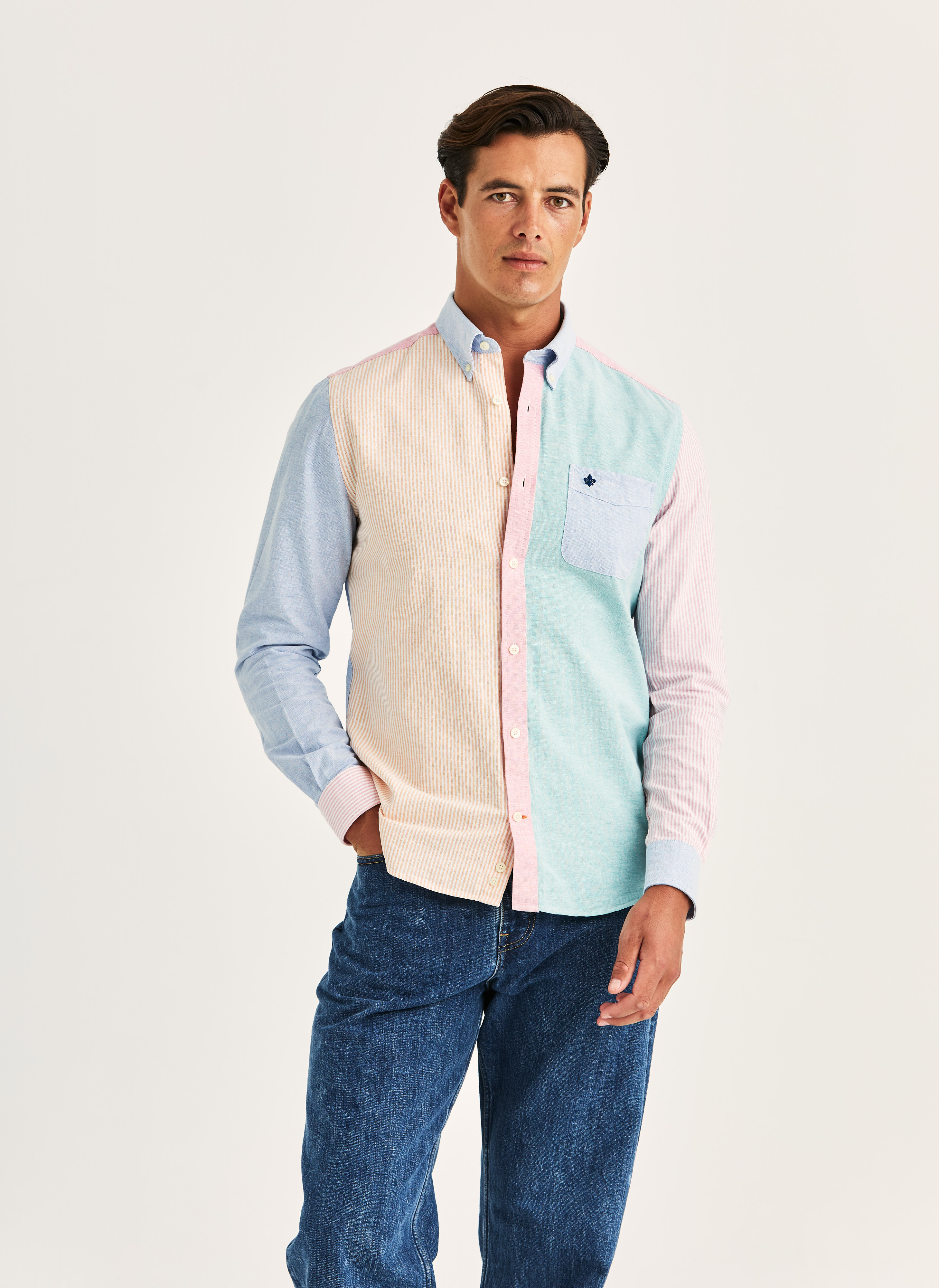 Morris Stockholm Oxford Mix Shirt-Classic Fit Ljusblå Cotton XS