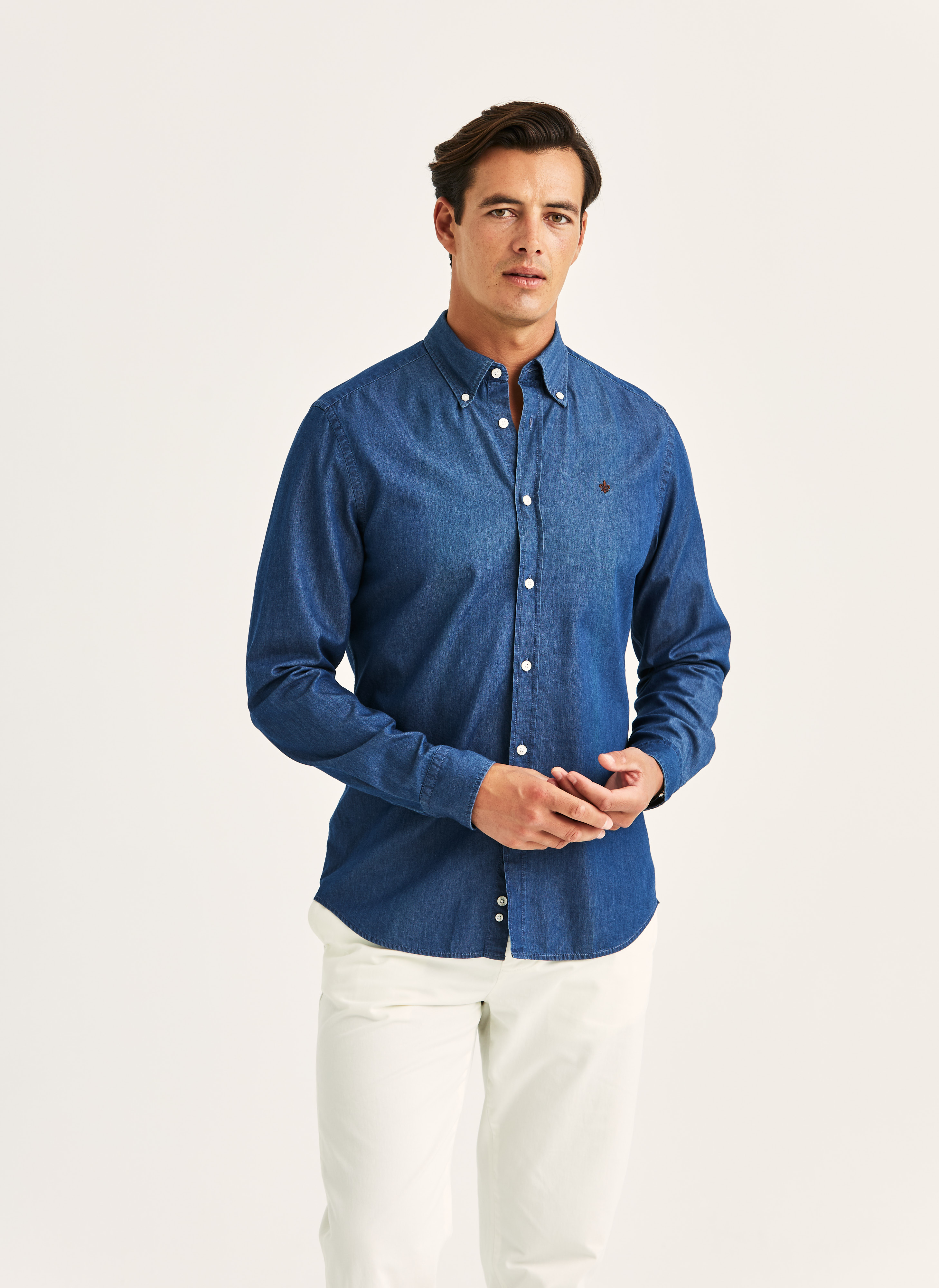Morris Stockholm Light Denim Shirt-Slim Fit Navy Cotton XS